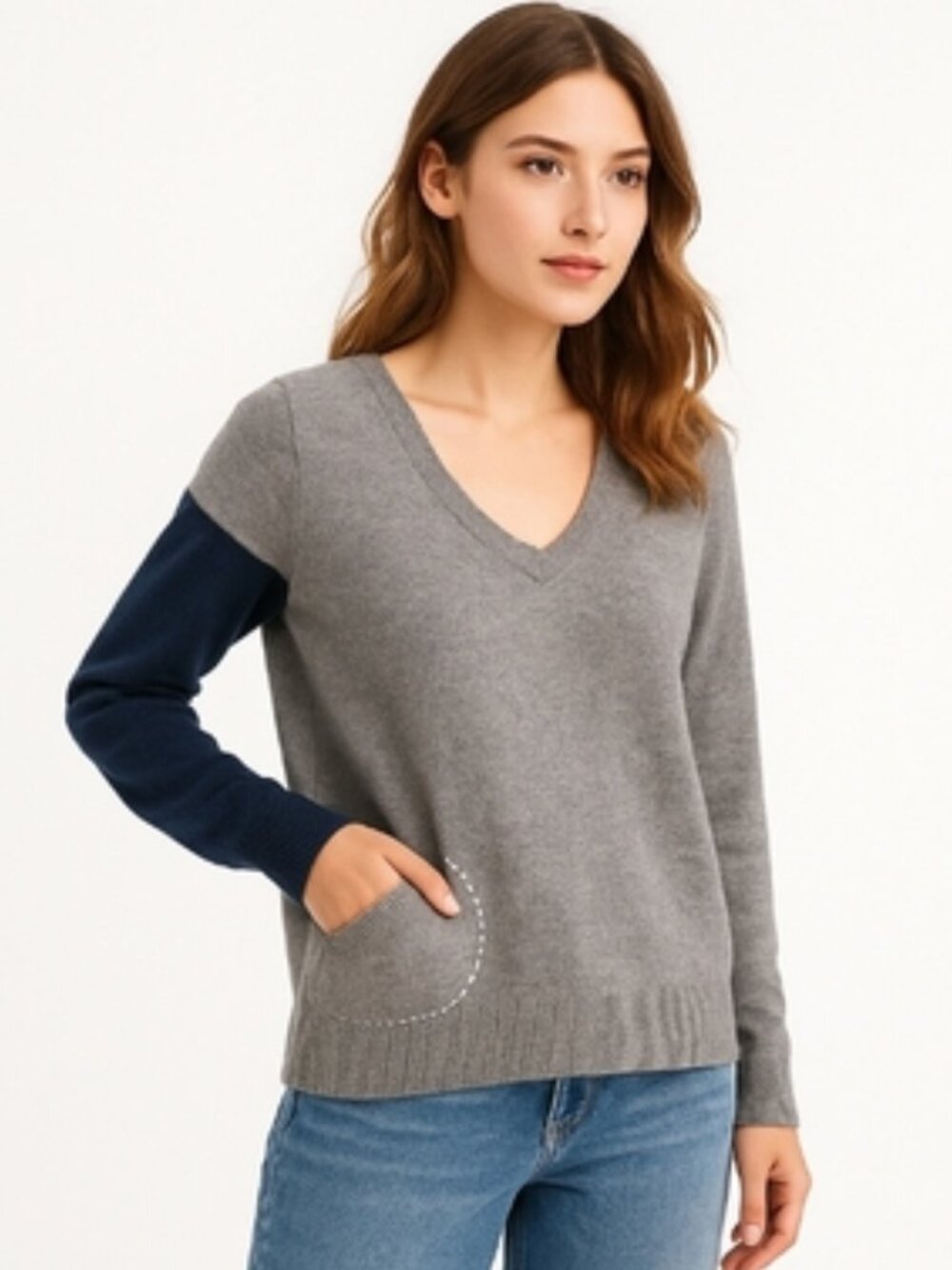 Label & Thread Wool Cashmere Colorblock Sweater
